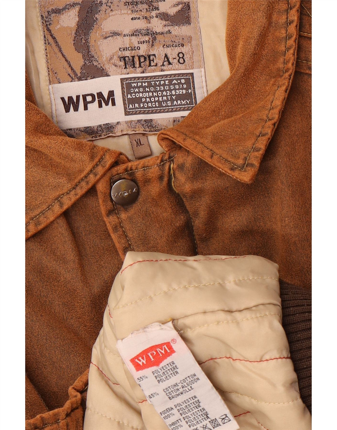 Мужская куртка-бомбер WPM Type A-8 с графическим рисунком UK 42 XL Коричневая с цветными блоками