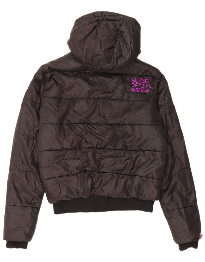 Женская утепленная куртка с капюшоном Superdry UK 40, большой черный полиэстер