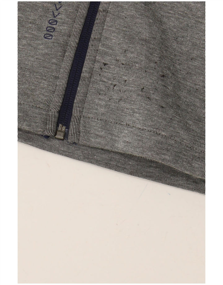 PUMA Свитер с капюшоном на молнии с графическим рисунком для мальчиков 9–10 лет, серый полиэстер с цветными блоками