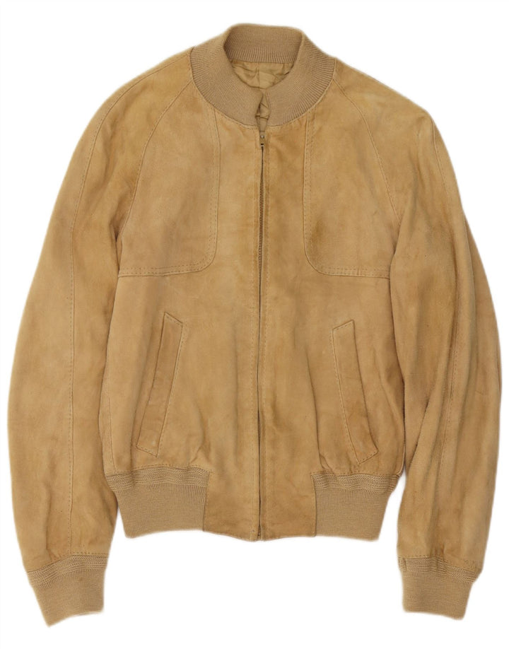 Винтажный мужской замшевый бомбер IT 48 Medium Beige Leather