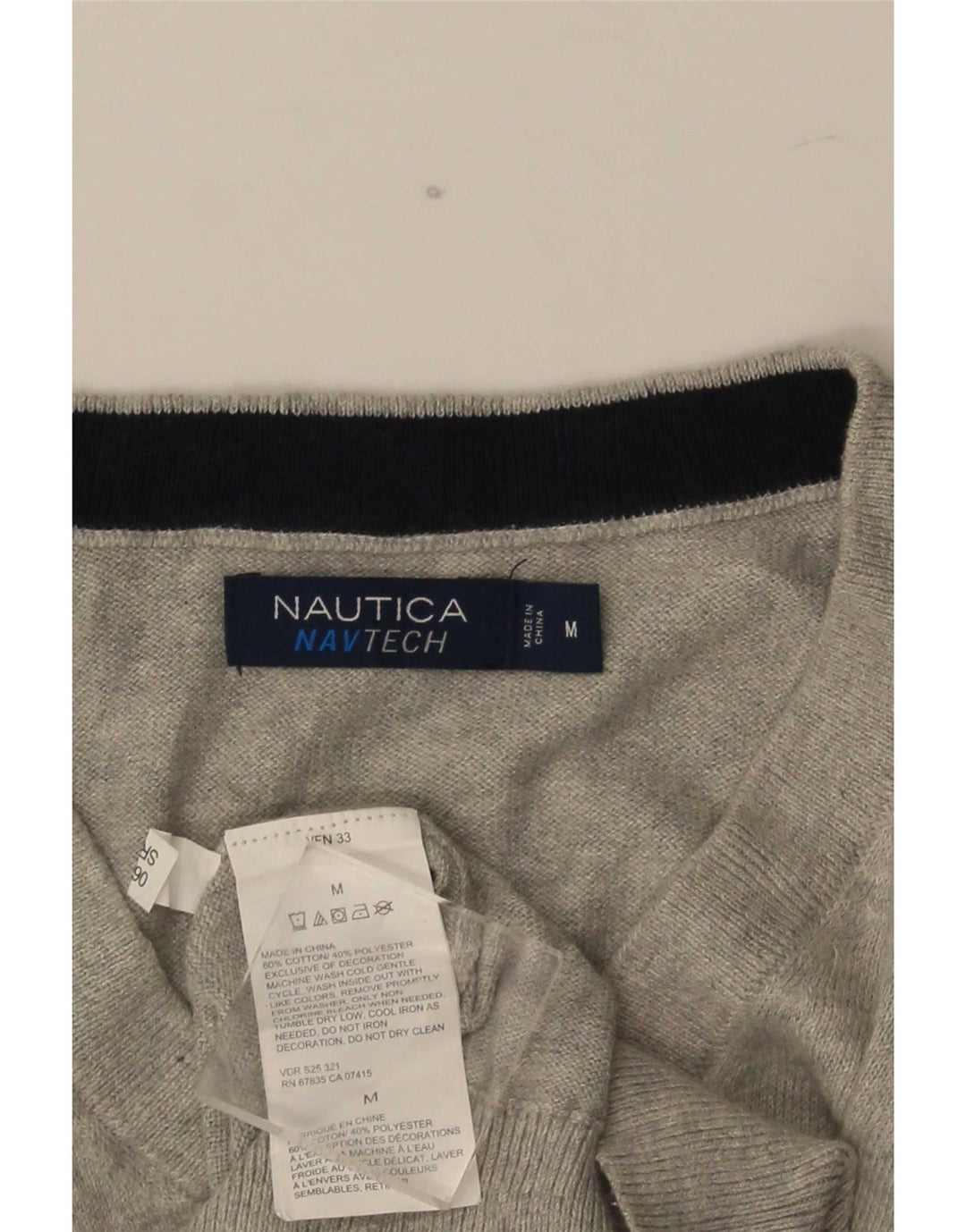 Мужской джемпер с v-образным вырезом Nautica, хлопковый свитер среднего серого цвета