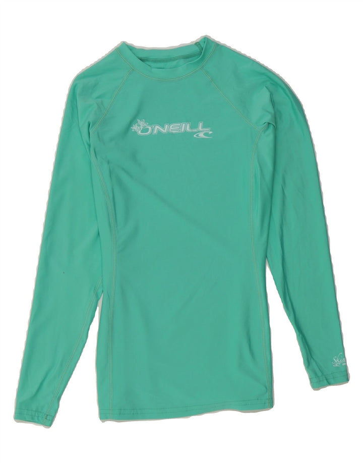 O'NEILL Womens Graphic Top Long Sleeve UK 16 Large Turquoise Polyester Vintage O'Neill and Second-Hand O'Neill from Messina Hembry 