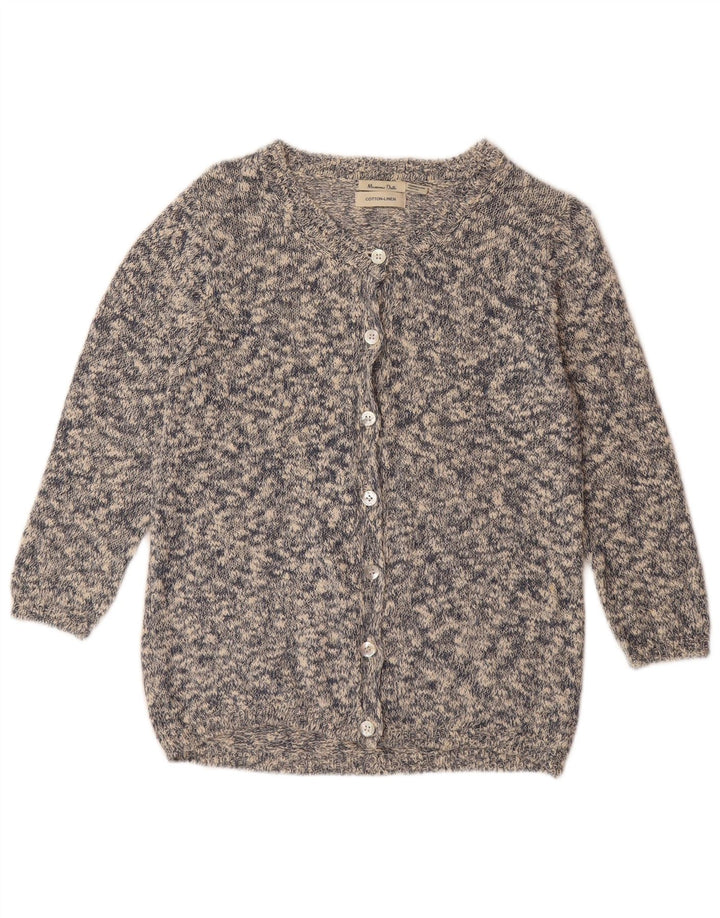 MASSIMO DUTTI Женский кардиган-свитер UK 12, средний серый хлопок в крапинку