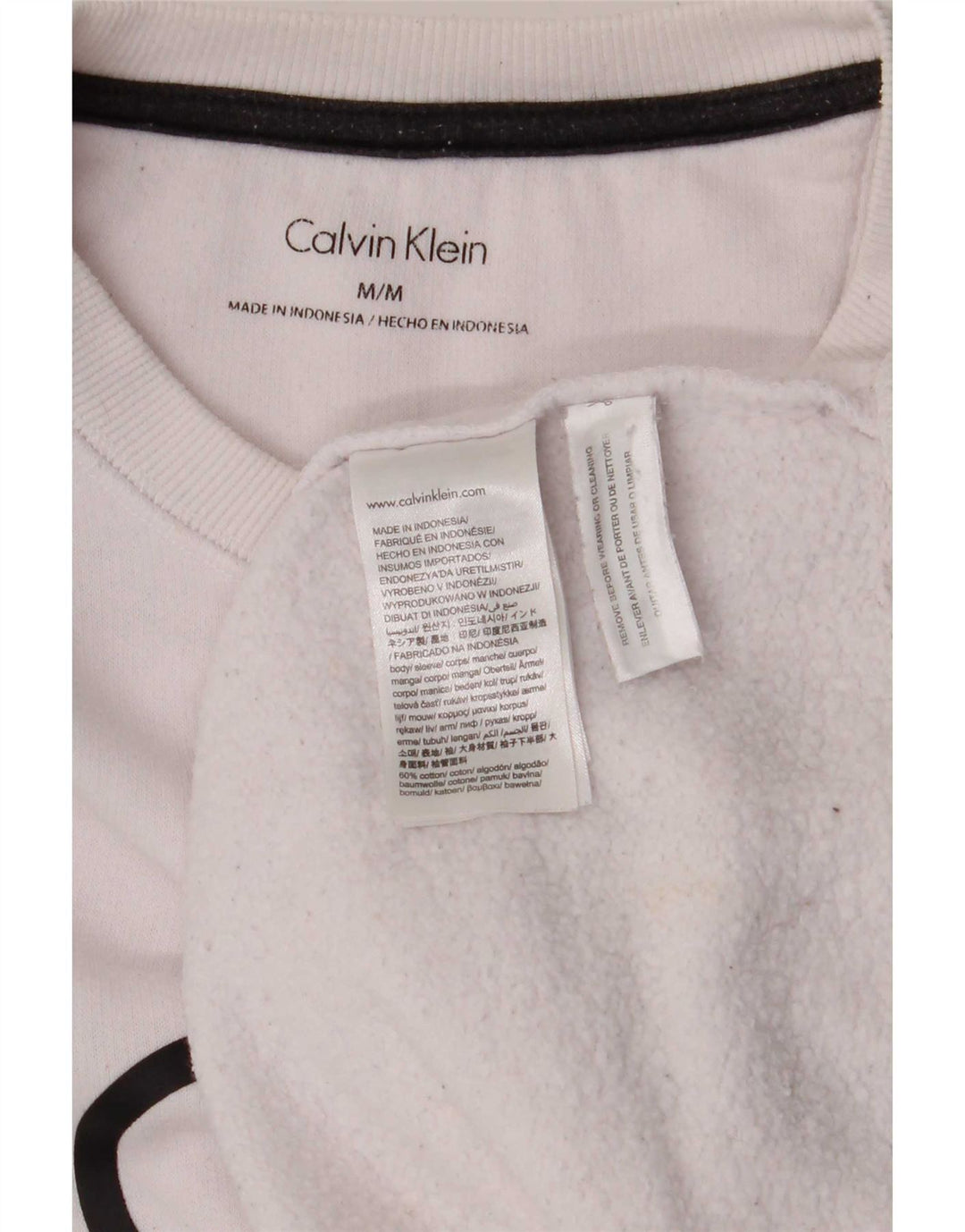 Мужской свитшот с рисунком Calvin Klein, хлопковый джемпер среднего размера, белый цвет