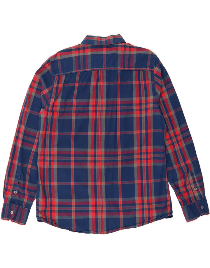 GUESS Mens Slim Fit Shirt XL Navy Blue Check Cotton Vintage Guess and Second-Hand Guess from Messina Hembry 
