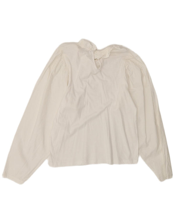 Vintage Womens Long Sleeve Blouse Top UK 10 Small White