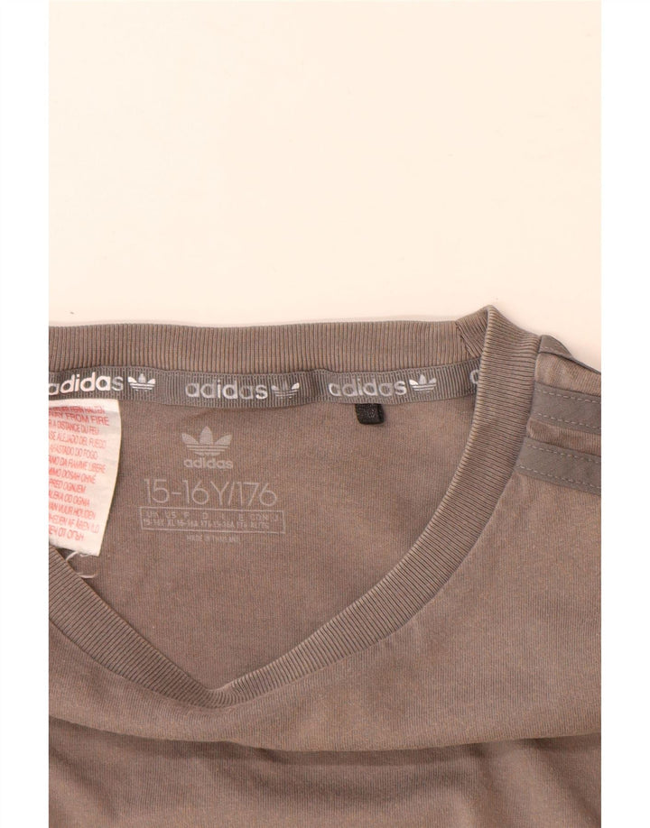 Футболка Adidas для мальчиков, топ 15–16 лет, серый хлопок с цветными блоками