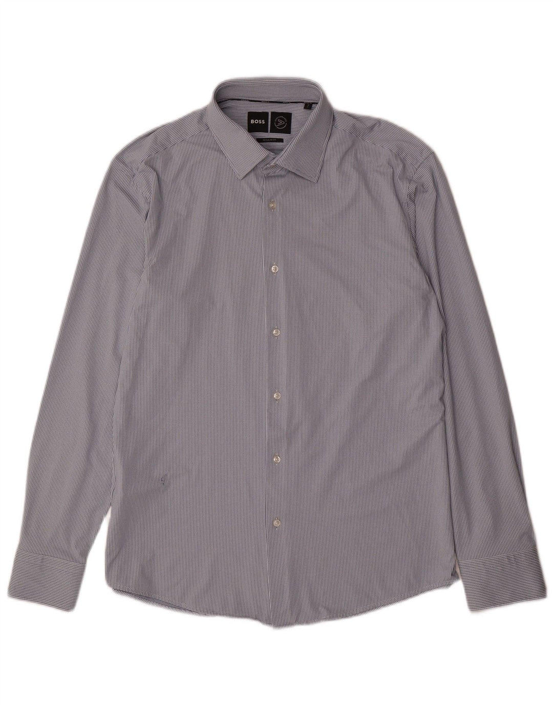 Мужская рубашка стандартного кроя Hugo Boss, размер 41, 16, большая синяя пятнистая полиамидная ткань