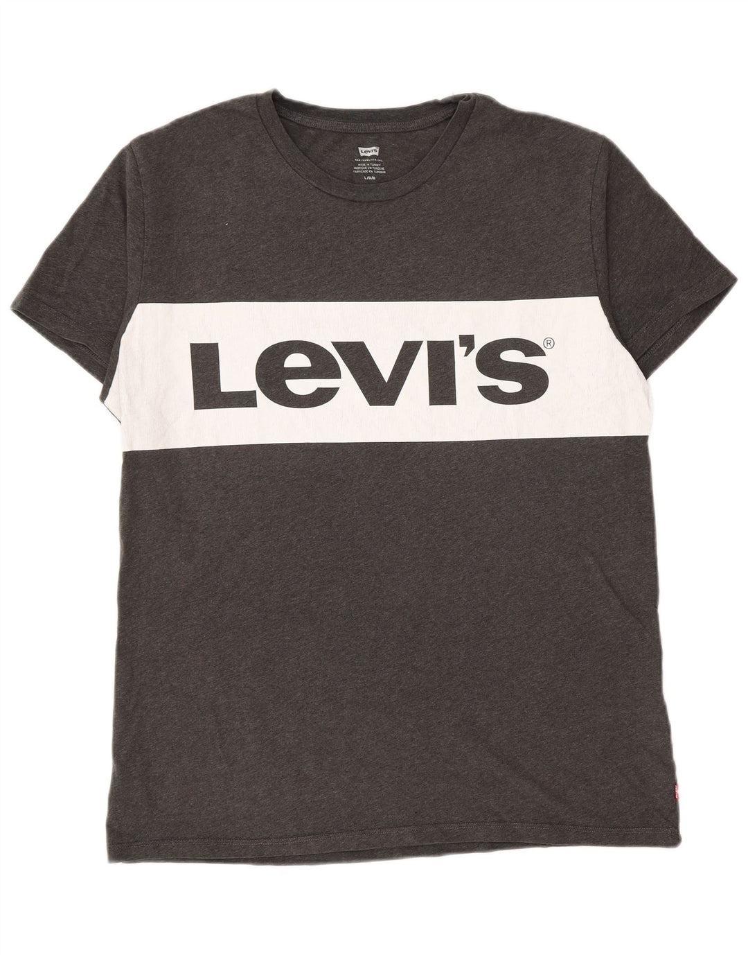 Мужская футболка с рисунком Levi's, большой серый хлопок с цветными блоками