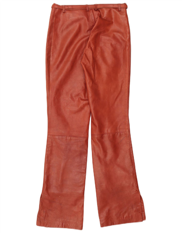Винтажные женские кожаные брюки Bootcut, маленькие W27 L31, коричневые