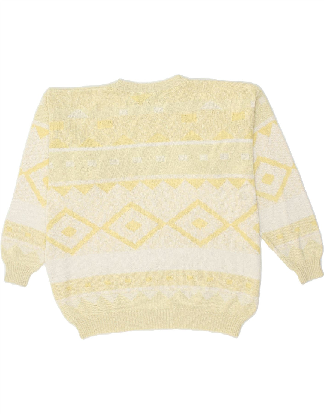 VINTAGE Womens Crew Neck Jumper Sweater EU 40 Medium Yellow Argyle/Diamond Vintage Vintage and Second-Hand Vintage from Messina Hembry 