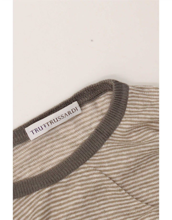 Мужской джемпер Trussardi с круглым вырезом, большой, серый с узором аргайл/бриллиант