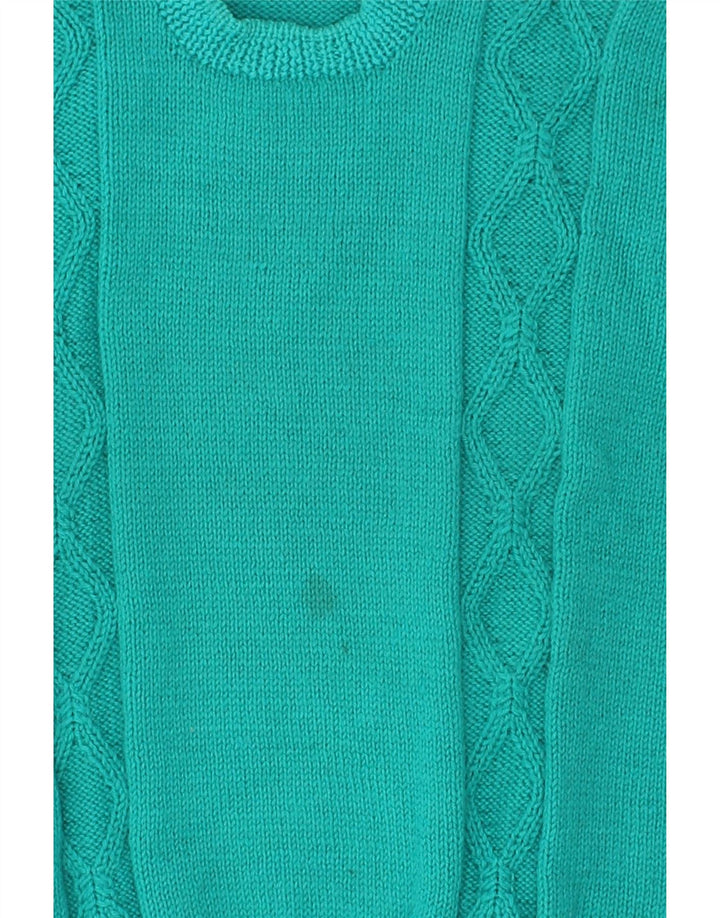 VINTAGE Womens Crew Neck Jumper Sweater UK 14 Medium Turquoise Vintage Vintage and Second-Hand Vintage from Messina Hembry 