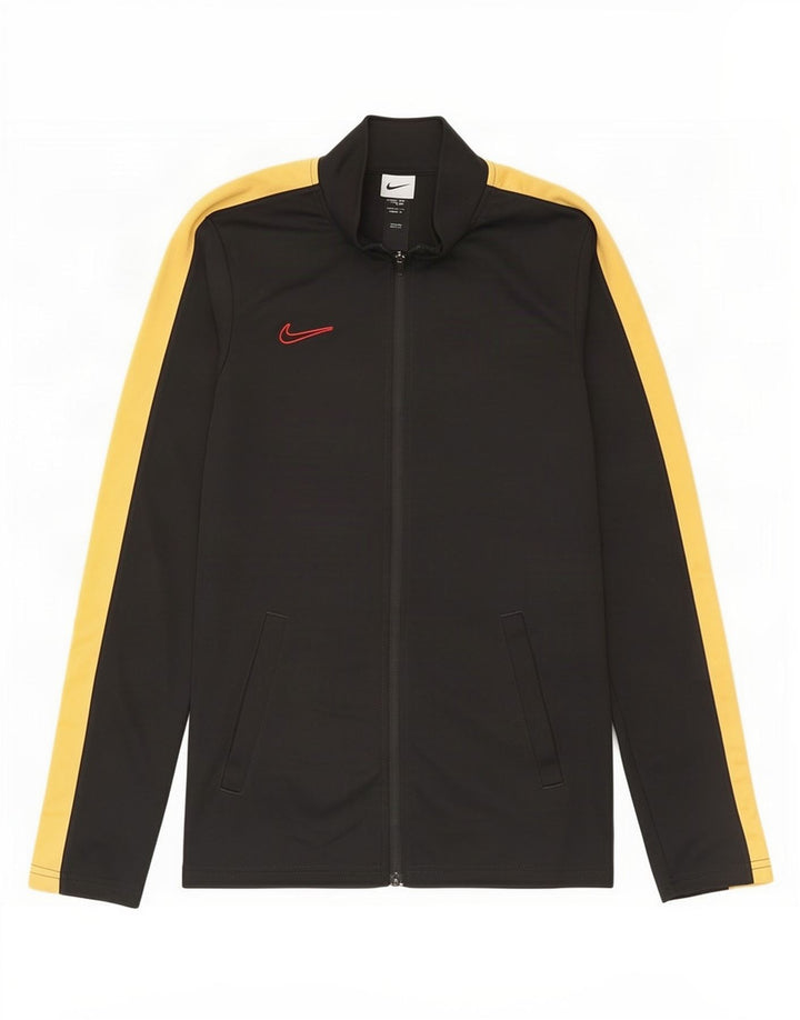 Мужская тонкая спортивная куртка Nike Dri Fit, маленькая черная, с цветными блоками