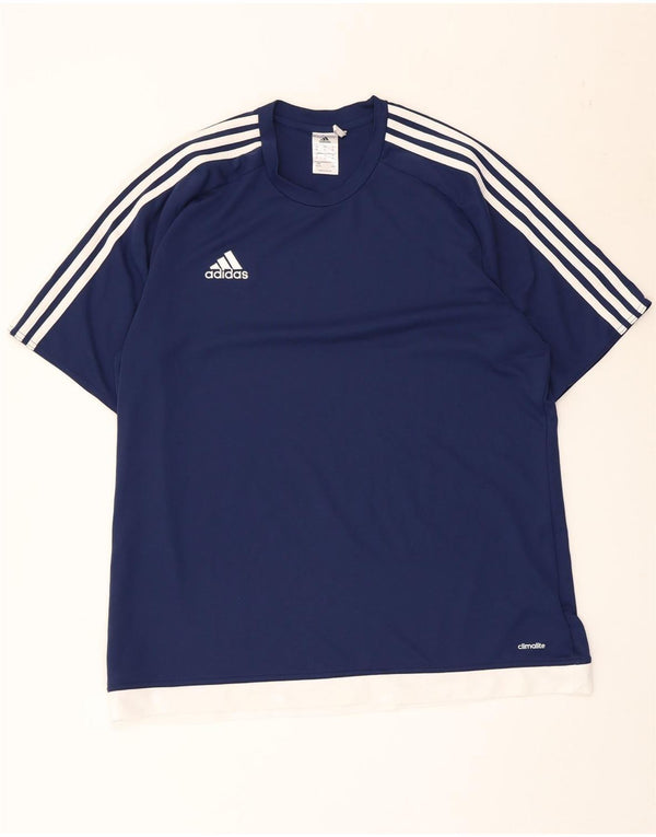 Мужская футболка Adidas Climalite Top XL Темно-синяя с цветными блоками из полиэстера