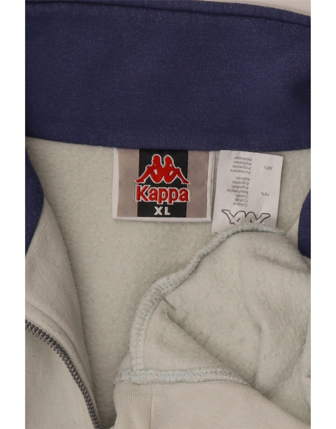 Мужской свитшот Kappa с воротником на молнии XL, белый хлопковый джемпер