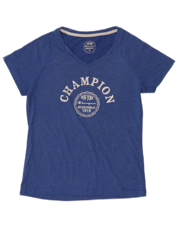 Женская футболка с рисунком CHAMPION Heritage Fit, топ UK 14, большой синий цвет