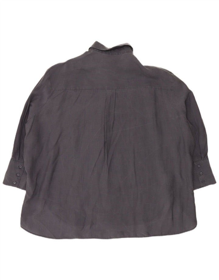 Женская удлиненная рубашка оверсайз Zara UK 18 XL Темно-синяя