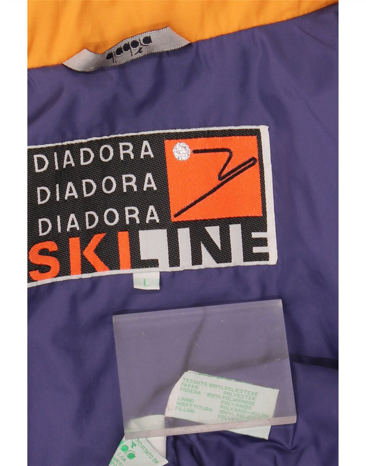 Мужская лыжная куртка DIADORA UK 40, большая синяя, полиэстер с цветными блоками