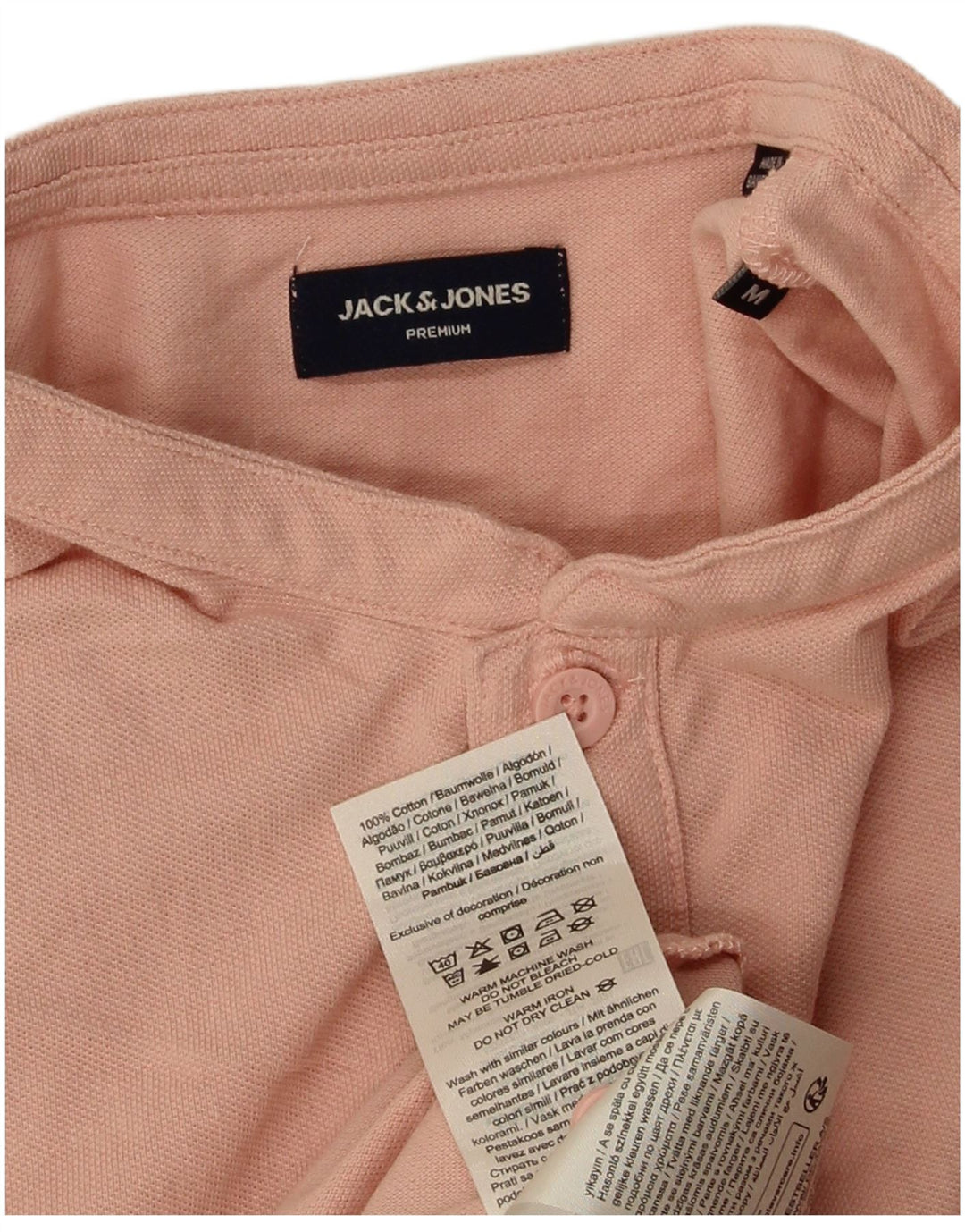 Мужская рубашка-поло премиум-класса JACK & JONES из хлопка среднего розового цвета