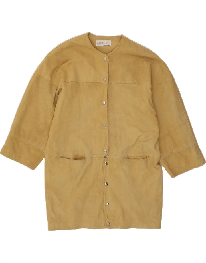 MARCCAIN Womens Oversized 3/4 Sleeve Suede Overcoat Size 3 Medium Beige Vintage Marccain and Second-Hand Marccain from Messina Hembry 