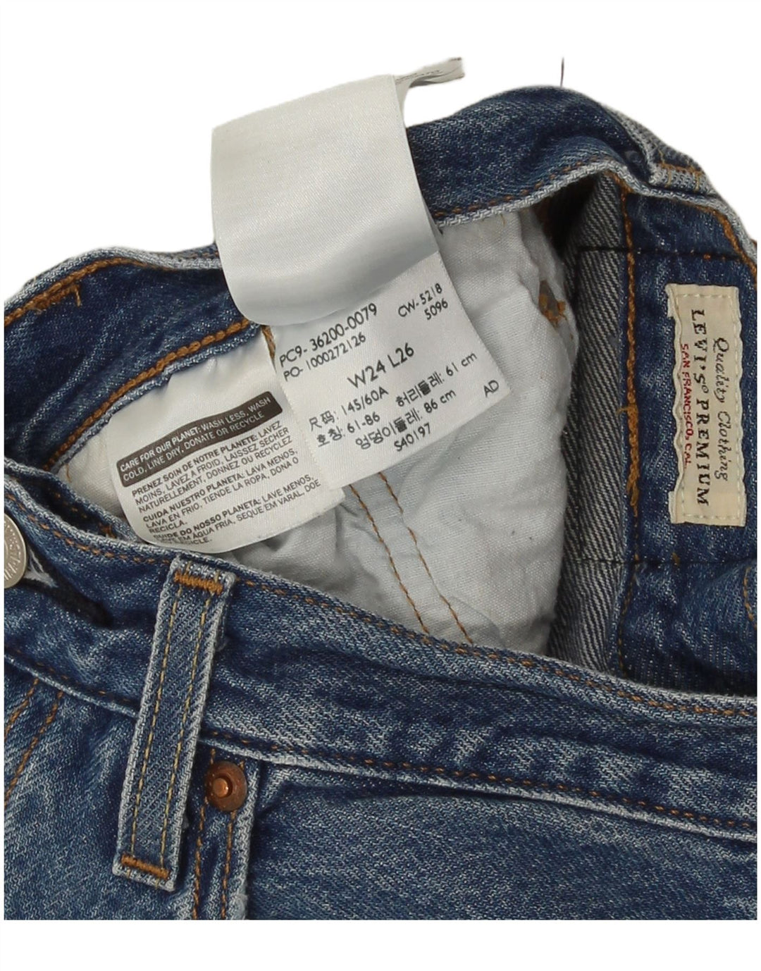 Женские прямые джинсы Levi's 501 W24 L26 синие, хлопок
