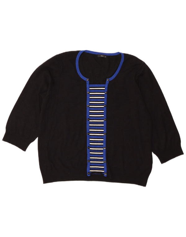 Женский джемпер M&Co с рукавом 3/4 с вырезом лодочкой, Великобритания 20, 2XL, черный в полоску