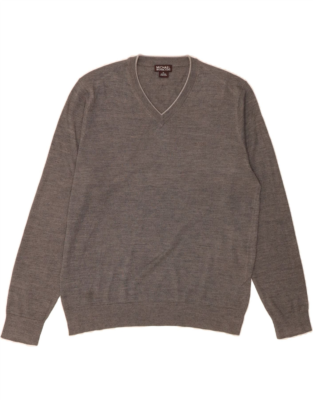 MICHAEL KORS Mens V-Neck Jumper Sweater XL Grey Acrylic Vintage Michael Kors and Second-Hand Michael Kors from Messina Hembry 
