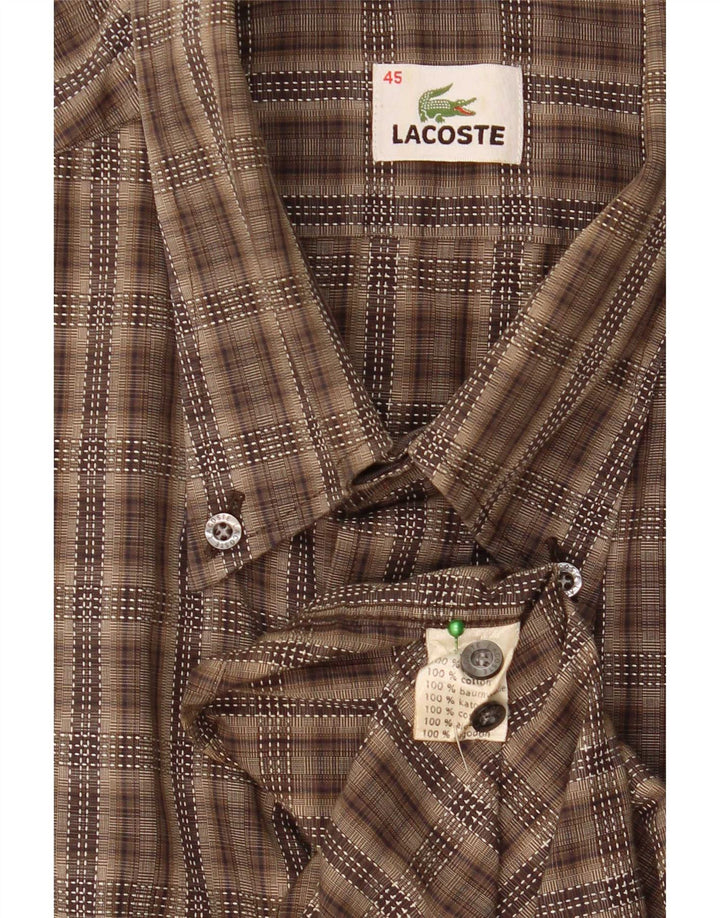 Мужская рубашка Lacoste, размер 45 XL, коричневая клетка, хлопок