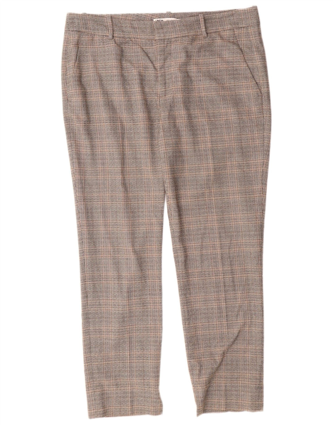 Женские брюки чинос узкого кроя ZARA EU 42, большие W32 L27, серая клетка