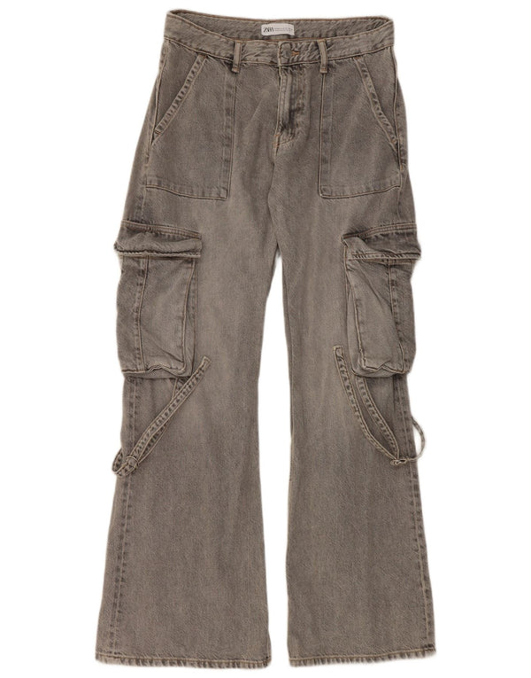 Женские расклешенные джинсы карго Zara EU 38 Small W30 L32 Серые