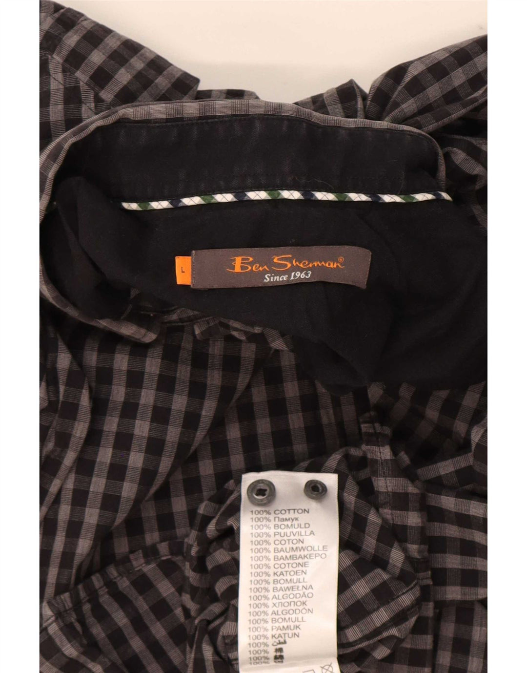 Мужская рубашка Ben Sherman, большая серая хлопковая клетка в мелкую клетку