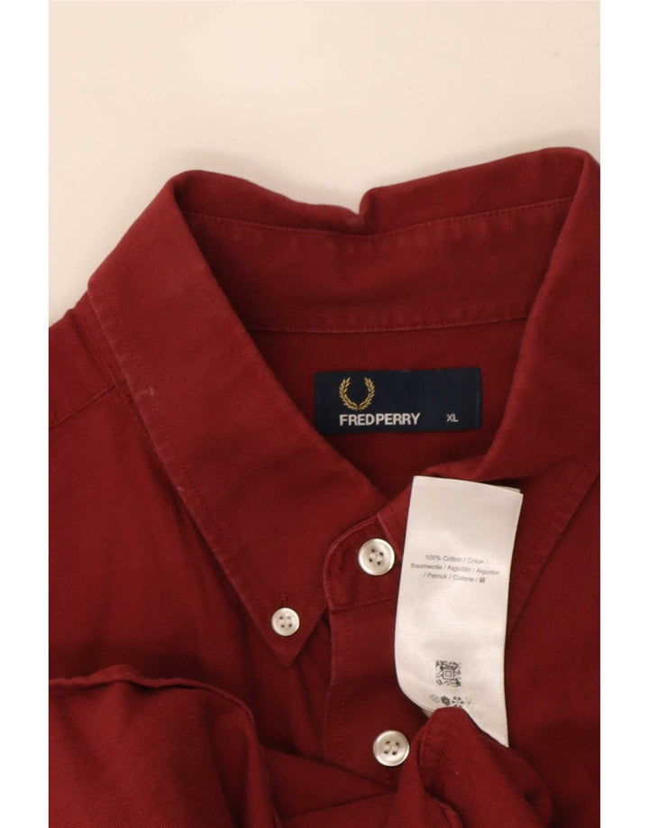 Мужская рубашка с коротким рукавом Fred Perry XL, темно-бордовый хлопок