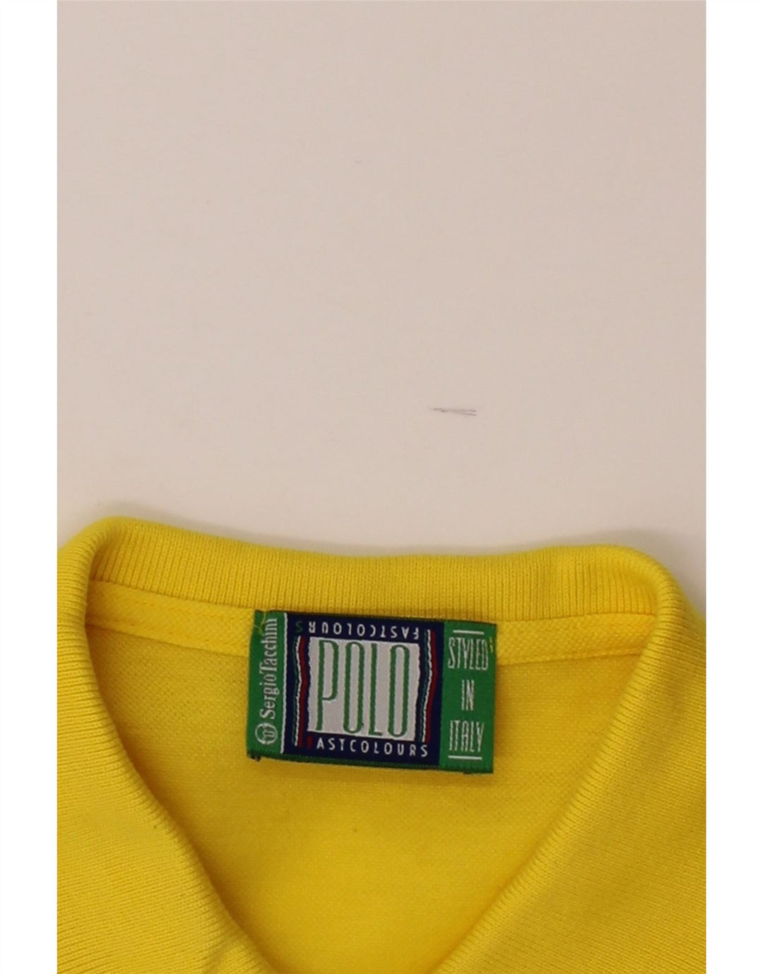 SERGIO TACCHINI Mens Polo Shirt Small Yellow Cotton Vintage Sergio Tacchini and Second-Hand Sergio Tacchini from Messina Hembry 