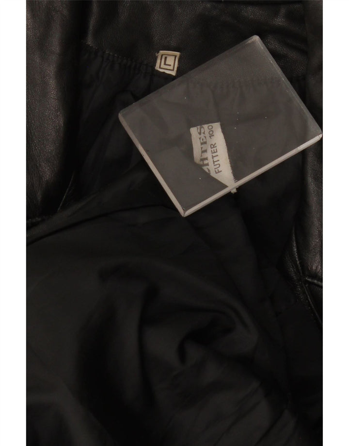 ВИНТАЖНОЕ женское кожаное пальто UK 14, большое черное кожаное