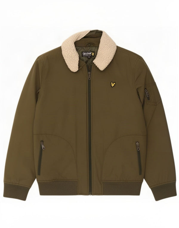 Куртка-бомбер Lyle & Scott для мальчиков 14-15 лет, зеленый хлопок