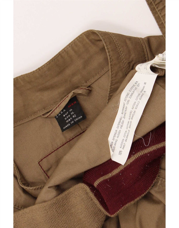 Мужская куртка-бомбер Zara UK 42 XL, бежевый хлопок