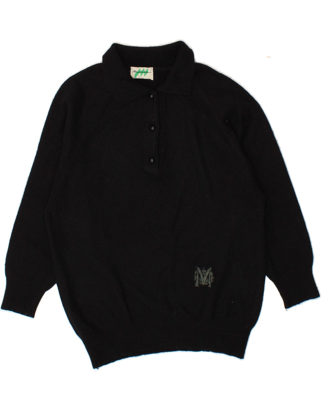 VINTAGE Womens Polo Neck Jumper Sweater UK 12 Medium Black Vintage Vintage and Second-Hand Vintage from Messina Hembry 