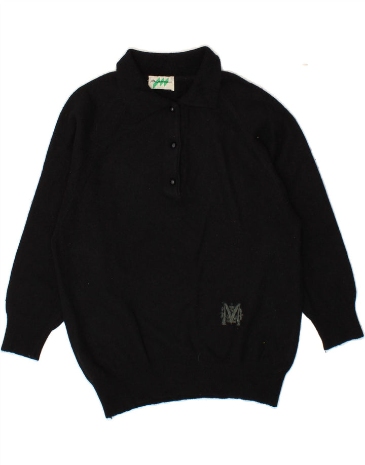 VINTAGE Womens Polo Neck Jumper Sweater UK 12 Medium Black Vintage Vintage and Second-Hand Vintage from Messina Hembry 