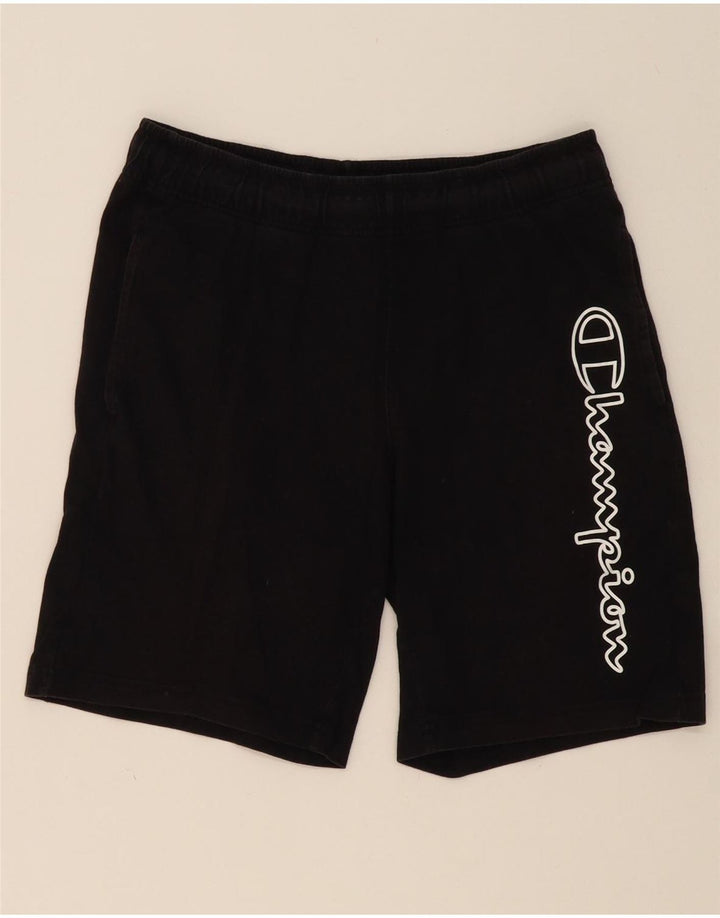 CHAMPION Mens Graphic Sport Shorts Medium  Black Cotton Vintage Champion and Second-Hand Champion from Messina Hembry 