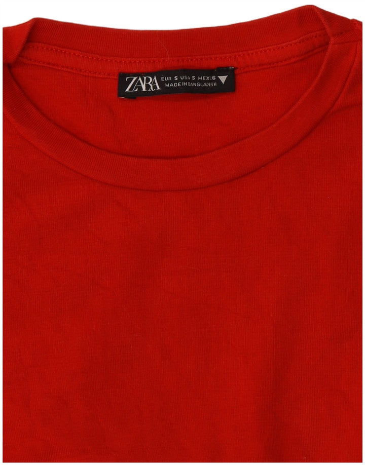Женский укороченный топ Zara с длинным рукавом UK 8, маленький красный