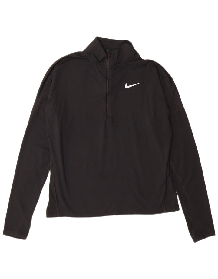 Женский пуловер с воротником на молнии NIKE Dri Fit UK 10, маленький черный цвет