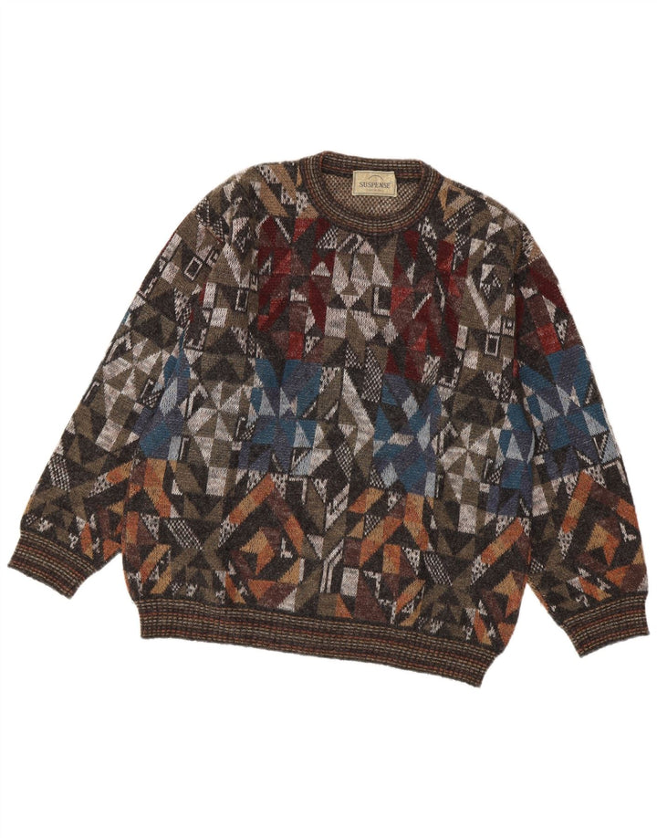 Мужской джемпер с круглым вырезом Suspense IT 48, средний, разноцветный, с геометрическим рисунком