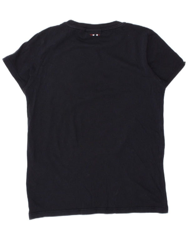 NAPAPIJRI Футболка с географическим рисунком для мальчиков, топ 7–8 лет, темно-синий, хлопок