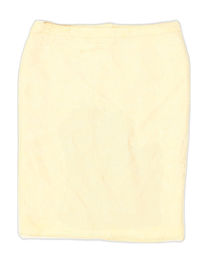 GAI MATTIOLO Womens Straight Skirt IT 46 Large W33  Yellow Viscose | Vintage Gai Mattiolo | Thrift | Second-Hand Gai Mattiolo | Used Clothing | Messina Hembry 