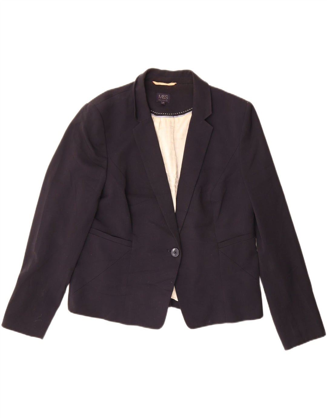 Женский пиджак на 1 пуговице Marks & Spencer UK 18 XL, темно-синий полиэстер