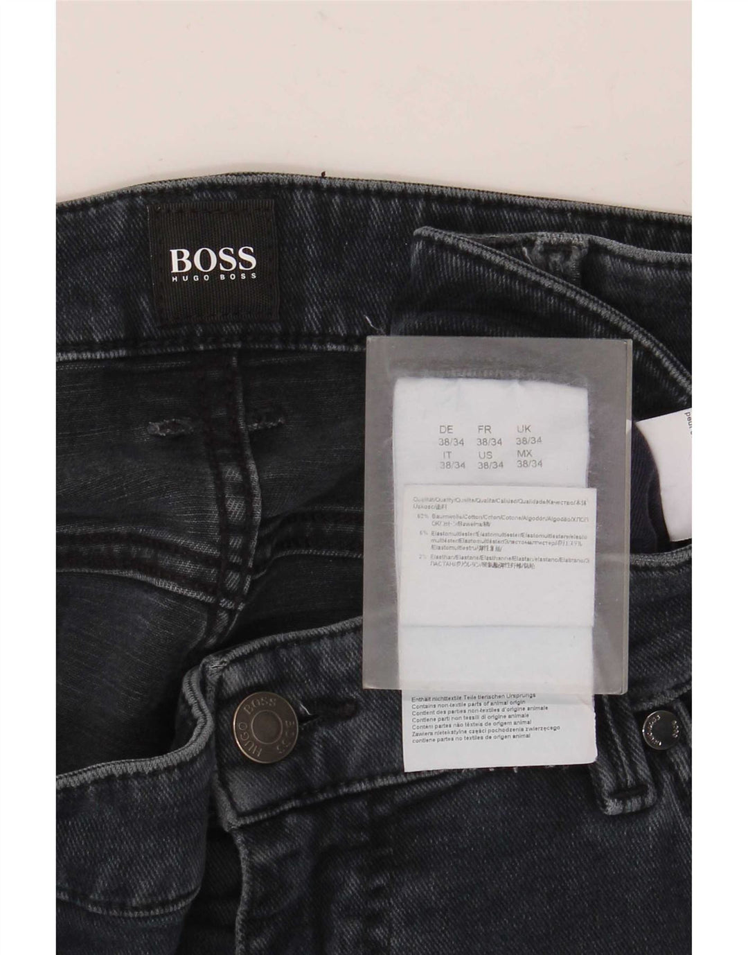 Мужские узкие джинсы Hugo Boss W38 L34 синие, хлопок