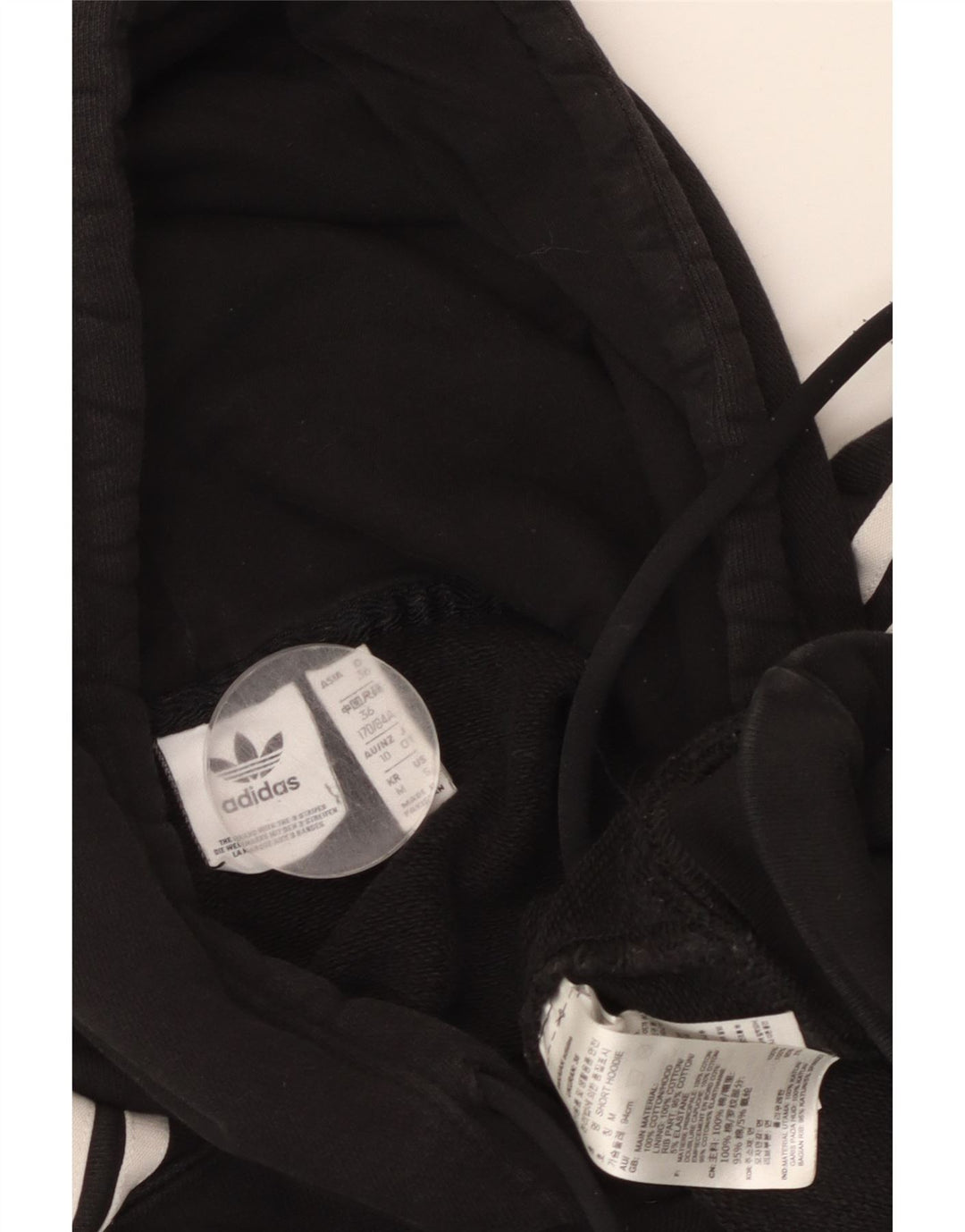 ADIDAS Женский укороченный джемпер с капюшоном оверсайз UK 10, маленький черный хлопок