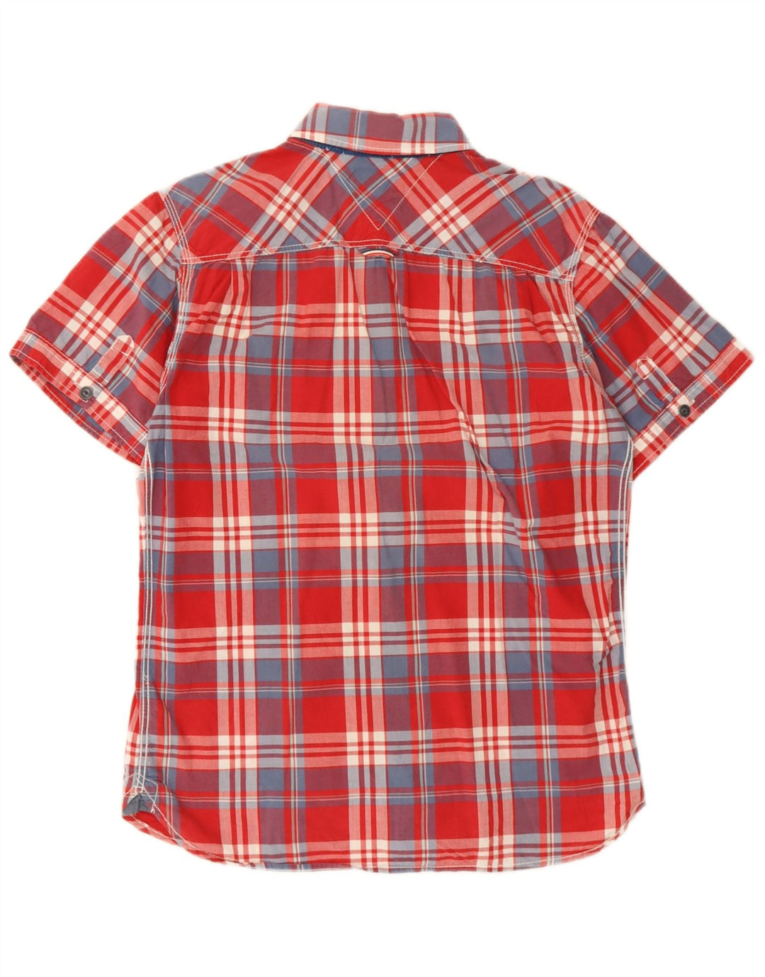Tommy Hilfiger Мужская рубашка с коротким рукавом, маленькая красная клетка, хлопок