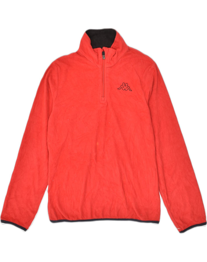 KAPPA Womens Zip Neck Fleece Jumper UK 14 Large Red Polyester | Vintage Kappa | Thrift | Second-Hand Kappa | Used Clothing | Messina Hembry 
